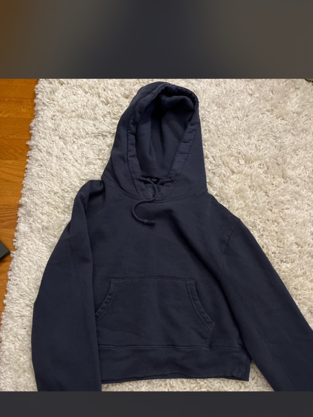Brandy Melville navy blue cropped Drawstring Hoodie